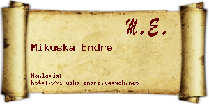 Mikuska Endre névjegykártya